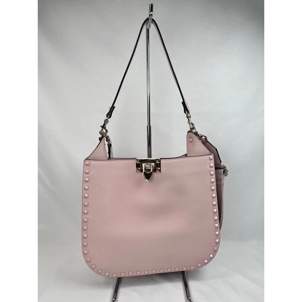 Pre-Owned VALENTINO Rockstud Hobo Bag Pink Handbag